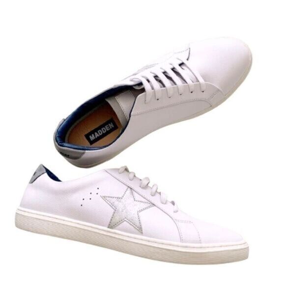 Steve Madden Other - STEVE MADDEN DIXXIN STAR WHITE SILVER LOW TOP SNEAKERS 10